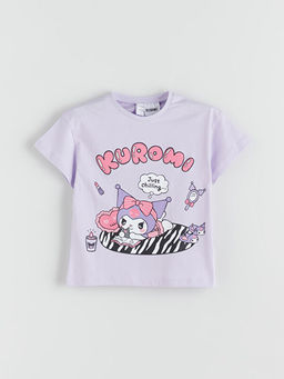 Bisiklet Yaka Kuromi Bask?l? K?z ?ocuk Ti??rt