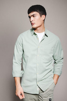 Хлопковая рубашка с длинными рукавами и воротником поло стандартного кроя - Defacto фото 3