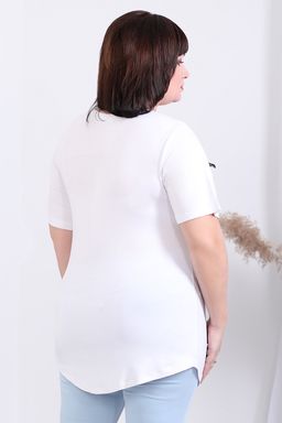 Футболка трикотажная летняя белая из вискозы с молнией - Almond фото 2