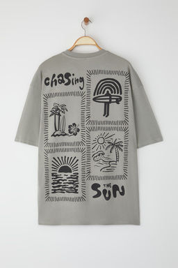 TRENDYOL MAN Antrasit Unisex Oversize/Genis Kesim Bask?l? %100 Pamuk T-Shirt TMNSS25TS00031 - Trendyolmilla фото 9
