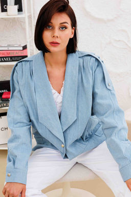 Жакет AURA 2157-170 сетло-голубой деним фото 2