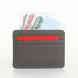 Картхолдер, на 3 карты, отделение для купюр, серый