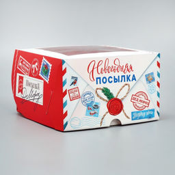 Цена за 5 шт. Коробка для капкейков складная с двусторонним нанесением «Новогодняя посылка», 16×16×10 см