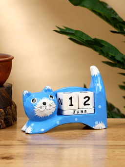 Календарь настольный Кошка, 13410 см, дерево, синий