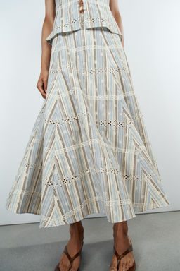 FALDA MIDI BORDADOS RAYAS / Multicolor - Zara фото 2