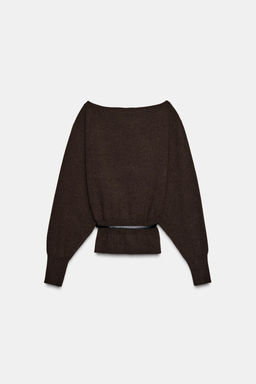 PLAIN KNIT JUMPER WITH BELT - Zara фото 8