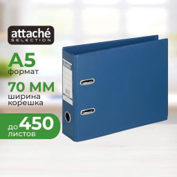 Папка-регистратор формат А5,гориз.70мм,т-синий,ПБП2,карм.кор - Attache фото 2