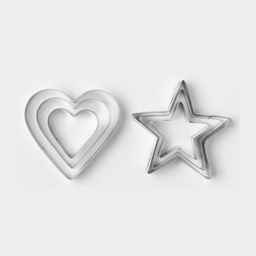 Формы для печенья Доляна «Сердце, звёздочка», набор 6 шт., 7×13×1.5 см, металл, серебристые