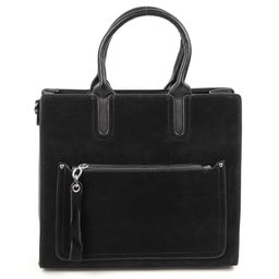 Женская сумка тоут из эко кожи и замши А-425-1 Блек - Cidirro фото 2