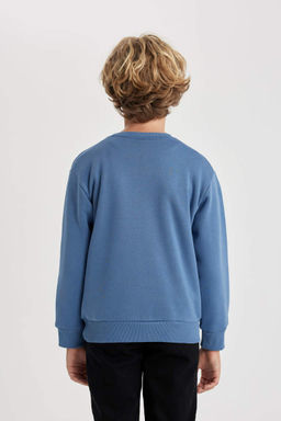 Толстый свитшот с круглым вырезом с принтом для мальчиков - Defacto фото 6