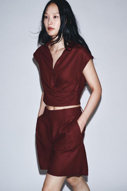 CROSSOVER LINEN BLEND TOP - Zara фото 7