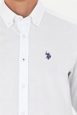 Мужская белая базовая рубашка с длинным рукавом - U.s. polo assn фото 14