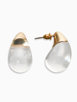 Цена за 2 шт. Серьги "Капли Бо", цвет прозрачный белый в золоте