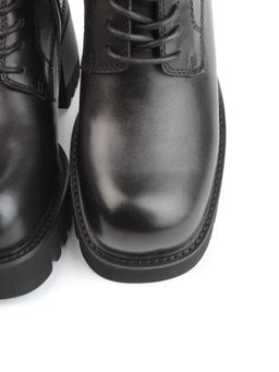 01- GZ6115-G71 BLACK Ботинки демисезонные женские (натуральная кожа)