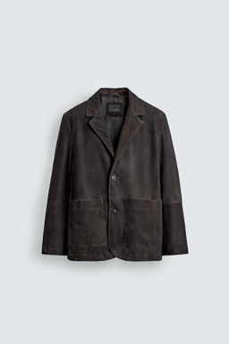 BLAZER PIEL ANTE EFECTO LAVADO / Marr?n oscuro - Zara фото 7