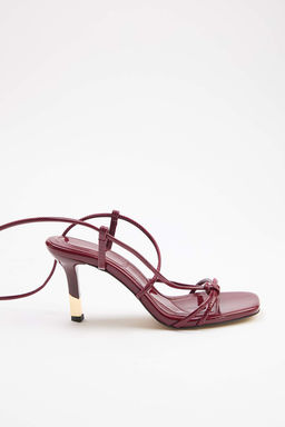 Bordo Baglama Detayl? 8 cm Metal Kaplama Detayl? Kad?n Klasik Topuklu Ayakkab? TAKSS26TO00066