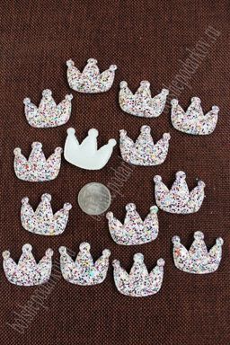 Патч 3D, россыпь пайеток Корона 3,7*3,2 см (20 шт) SF-1533, белый/розовый