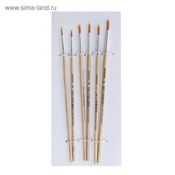 Набор кистей для рисования, нейлон, 6 штук: №1, 2, 3, 4, 5, 6, круглые, деревянная ручка, международный размер