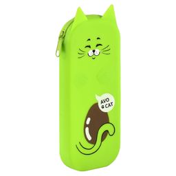 Пенал школьный, арт.58006/ 25 АВО-КОТ (без наполнения, 8,5х20х2,5 см, силикон, молния, шелкография,