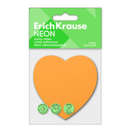 АКЦИЯ СТОК Цена за 24 шт. Блок самоклеящийся бумажный ErichKrause Heart Neon, 50 листов, оранжевый