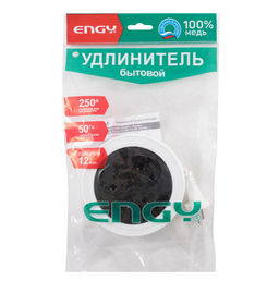 Удлинитель ENGY "Рулетка", 3м/3роз (ШВВП 2х0,75) 186709