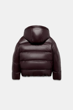 WATER-REPELLENT WINDPROOF QUILTED FAUX LEATHER ANORAK