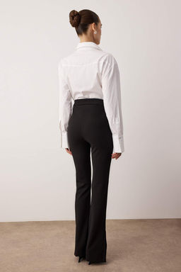 Siyah Wide Leg/Genis Paca Esnek Kal?n Orme Pantolon TWOAW26PL00073 - Trendyolmilla фото 4