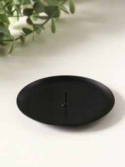 Металлический подсвечник плоский «Чашка», 10 см, чёрный