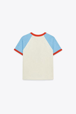 SLOGAN T-SHIRT WITH RIBBED TRIM - Zara фото 12