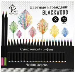 Набор цветных карандашей АРТформат Blackwood 72 цв. трехгранные, деревянные, супермягкий г...