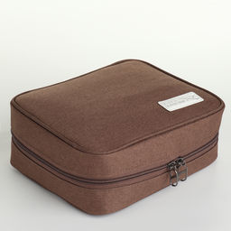 Косметичка - органайзер дорожная на молнии, с карманом, коричневая
