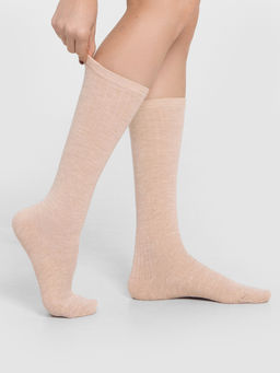 Цена за 5 пар! Носки женские бежевые высокие бежевый меланж 209K-2960