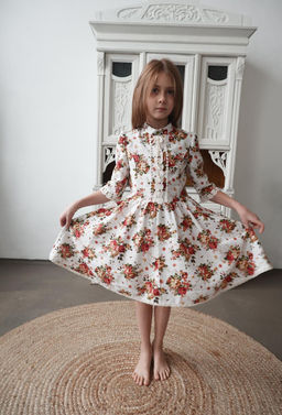 Платье МТ-422 лен букет бежевый