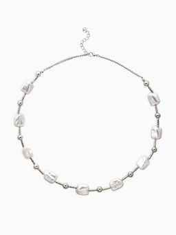 Бусы "Жемчуг" майорика прямоугольник, цвет белый в серебре