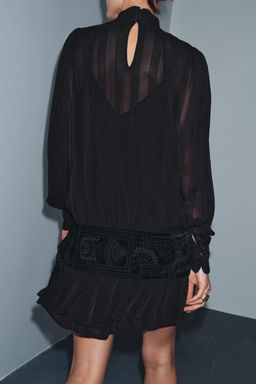 ZW COLLECTION CONTRAST DRESS WITH EMBROIDERED SASH - Zara фото 8