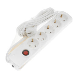 Сетевой фильтр Luazon Lighting, 5 розеток, 5 м, 3500 Вт, 3×1 мм2, 16 A, 220 В, c предохранителем, белый