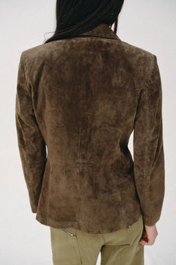 BLAZER CRUZADA 100% PIEL ANTE / Khaki - Zara фото 6