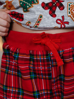 Пижама  унисекс детская футер 2-х нитка набивной начес (хлопок 100%) арт.1087-1,красно-серая - Binita фото 9