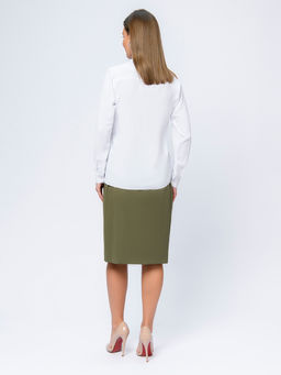 УЦЕНКА. Блуза белая с отложным воротником и длинными рукавами - 1001dress фото 3