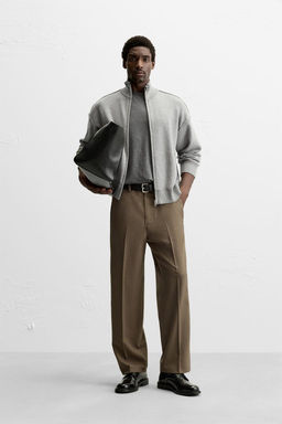 STRAIGHT-LEG WOOL BLEND TROUSERS