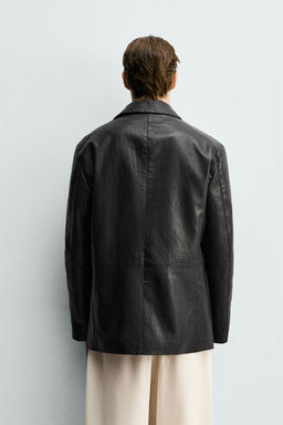 SOBRECAMISA RELAXED FIT EFECTO PIEL / Negro - Zara фото 3