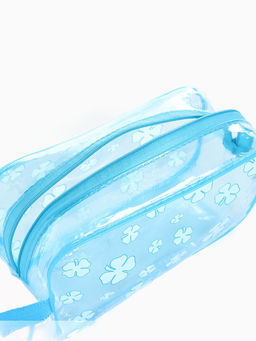 Косметичка на молнии для бассейна, с ручкой, с принтом, прозрачная/голубая