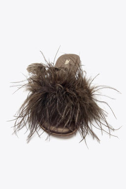 FEATHER FLAT SANDALS - Zara фото 3