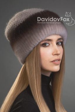 Шапка Камелия норка трикотаж капучино градэ