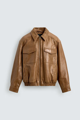 LEATHER JACKET WITH POCKETS - Zara фото 7