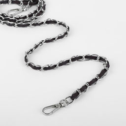 Цена за 2 шт. Цепочка с искусственной кожей для сумки, с карабинами, 10 15 мм, 118 3 см, цвет серебряный/коричневый