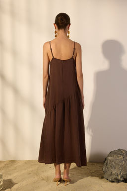 Trendyolmilla Sar? %100 Keten Dikis Detayl? Maxi Elbise TWOSS25EL00638  фото 4