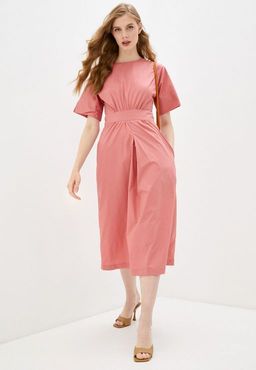 Однотонное платье-миди приглушенного розового оттенка - Incity фото 2
