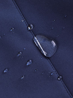 Парка женская софтшелл виндстоппер удлинённая с капюшоном темно-синего цвета 9618_1TS