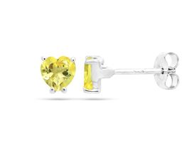 Серьги из серебра цитрин, Сердце